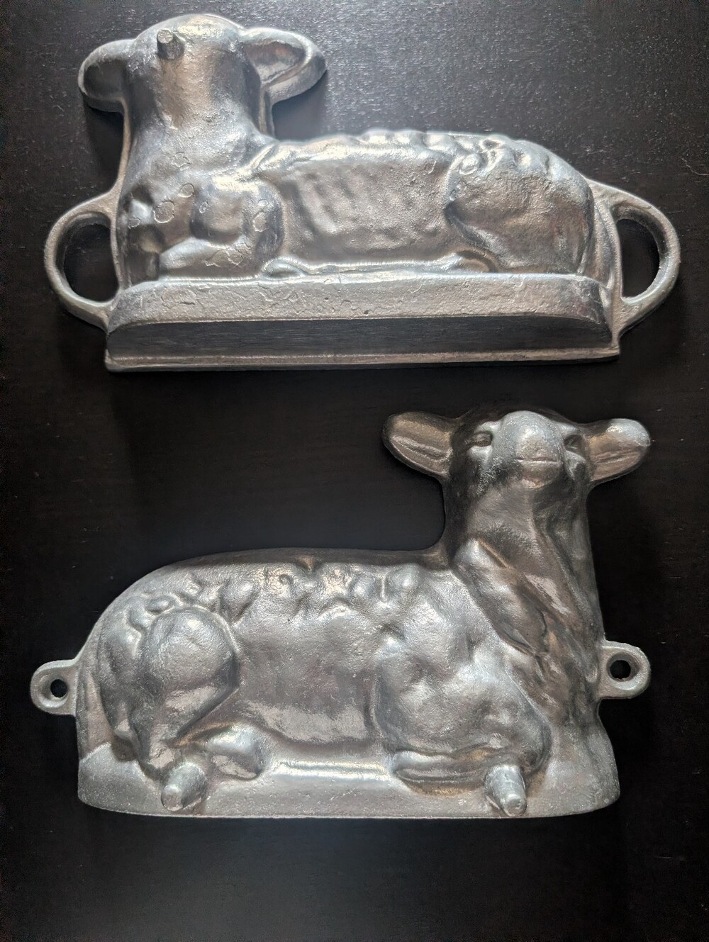 Vintage Cast Aluminum Lamb Cake Mold 2-Piece Easter Baking Pan